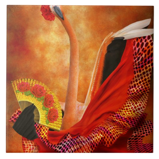 Bird - Flamingo - Flamengo Dancer Fliese (Vorderseite)
