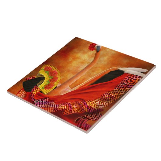 Bird - Flamingo - Flamengo Dancer Fliese (Seite)