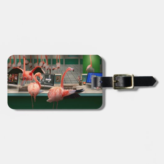 Bird - Flamingo - Wading at the DMV Gepäckanhänger (Vorderseite horizontal)