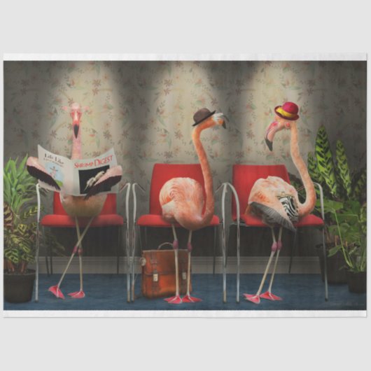 Bird - Flamingo - Wartezimmer Seidenpapier (Vorderseite)