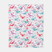 Bird Floral Water Fleecedecke (Vorderseite)