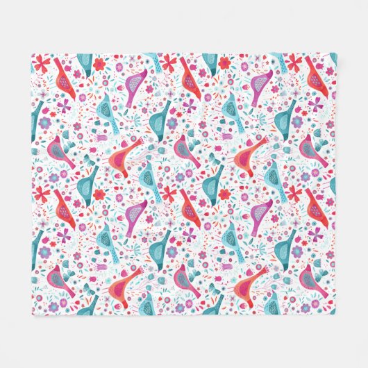 Bird Floral Water Fleecedecke (Vorderseite (Horizontal))