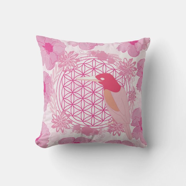 Bird flower of life kissen (Vorderseite)