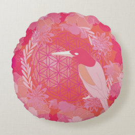 Bird flower of life rundes kissen