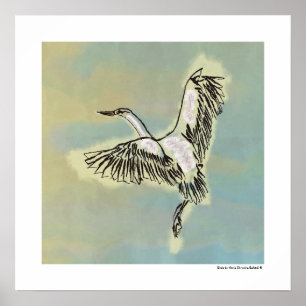 Bird Flying Blue Sky Original Deko-Malerei Print Poster