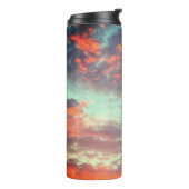 Bird Flying Pink Clouds Sky Photo Thermosbecher (Nach links gedreht)