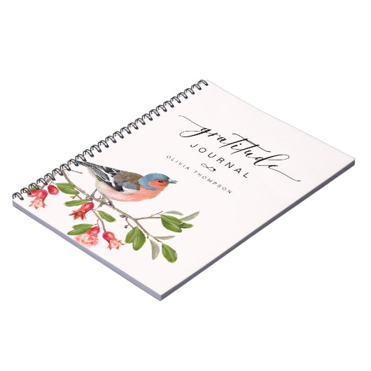 Bird Foliage Gratitude Journal Personalisiert Pink Notizblock (Linke Seite)