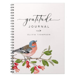 Bird Foliage Gratitude Journal Personalisiert Pink Notizblock