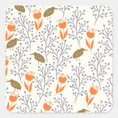 Bird Foliage Nature Square Sticker (Vorderseite)