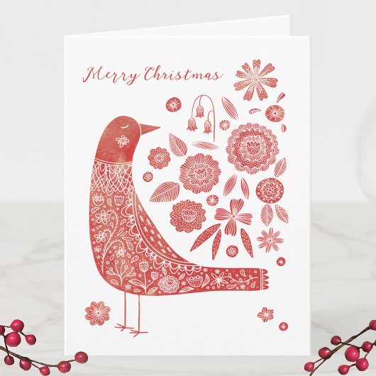 Bird Folk Art Christmas