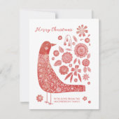 Bird Folk Art Christmas Mitteilungskarte (Vorderseite)