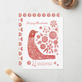 Bird Folk Art Christmas Mitteilungskarte (Vorderseite/Rückseite Beispiel)