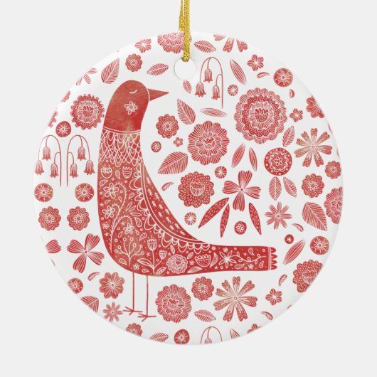 Bird Folk Art Keramik Ornament (Hinten)