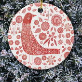 Bird Folk Art Keramik Ornament