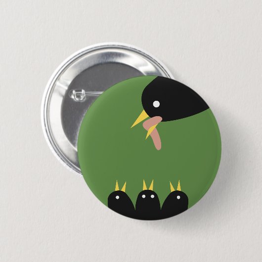 Bird Fütternd Young Button (Vorne & Hinten)