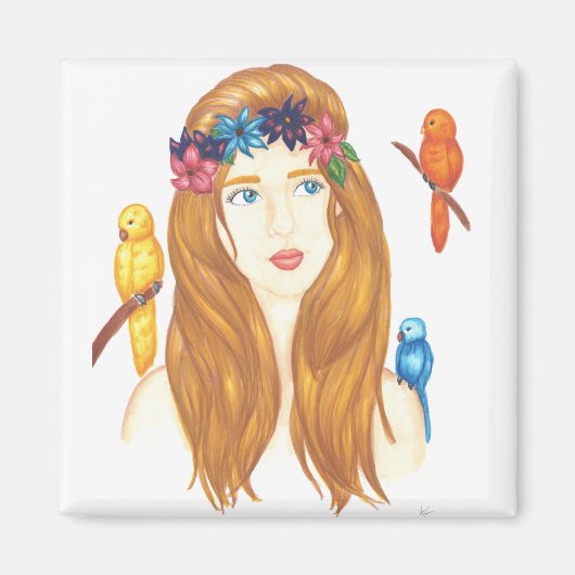 Bird Girl - 2 Zoll Square Magnet (Vorne)