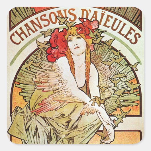 Bird Goddess Quadratischer Aufkleber (Vorderseite)