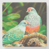 Bird Green _coaster Steinuntersetzer (Vorderseite)