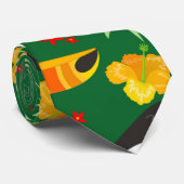Bird Green Verlassen Orange Red Blume Tropical Jun Krawatte (Gerollt)