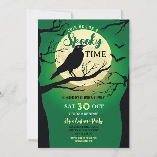 Bird Halloween Crow Spooky Spuk Party Einladung (Vorderseite)