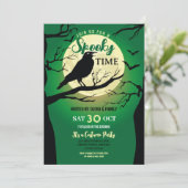 Bird Halloween Crow Spooky Spuk Party Einladung (Stehend Vorderseite)