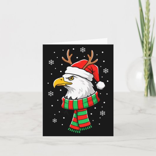 Bird Holiday, Santa Hat, Reindeer Antlers & Fe Karte (Vorderseite)