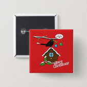 Bird House Frohe Weihnachten Button (Vorne & Hinten)