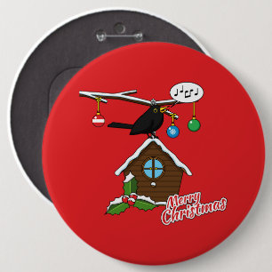 Bird House Frohe Weihnachten Button