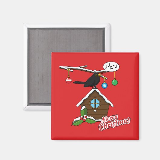 Bird House Frohe Weihnachten Magnet (Vorderseite/Rückseite)