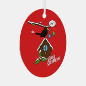 Bird House Frohe Weihnachten Ornament Aus Metall (Vorderseite Rechts)