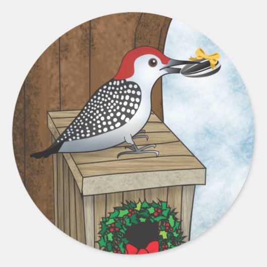 Bird House Holiday Runder Aufkleber (Vorderseite)