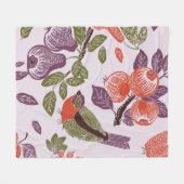 bird in a fruit garden. seamless pattern fleecedecke (Vorderseite (Horizontal))