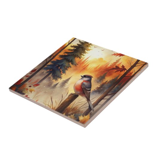 Bird in Autumn Fliese (Seite)