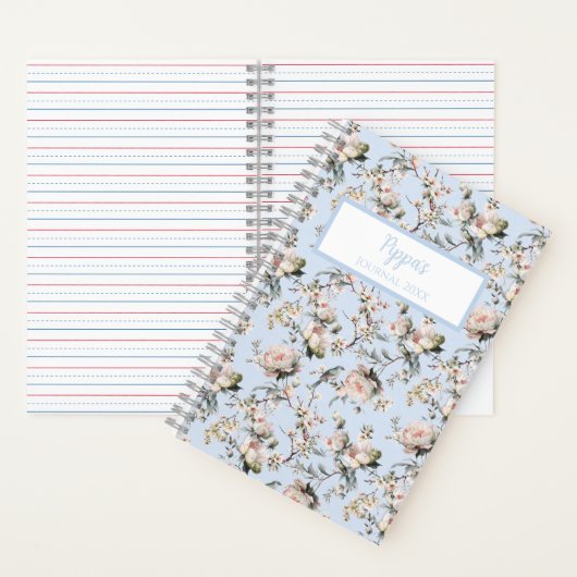 Bird in Blossom Blue Personalized Journal Notebook Notizblock (Innen)