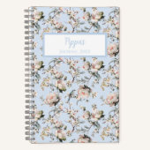 Bird in Blossom Blue Personalized Journal Notebook Notizblock (Vorderseite)