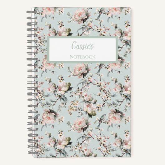 Bird in Blossom Personalized Journal Notebook Notizblock (Vorderseite)