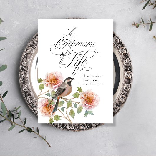 Bird in Flowers Celebration of Life Program Programm