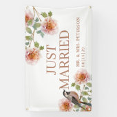 Bird in Flowers Just Married Car Banner (Vertikal)