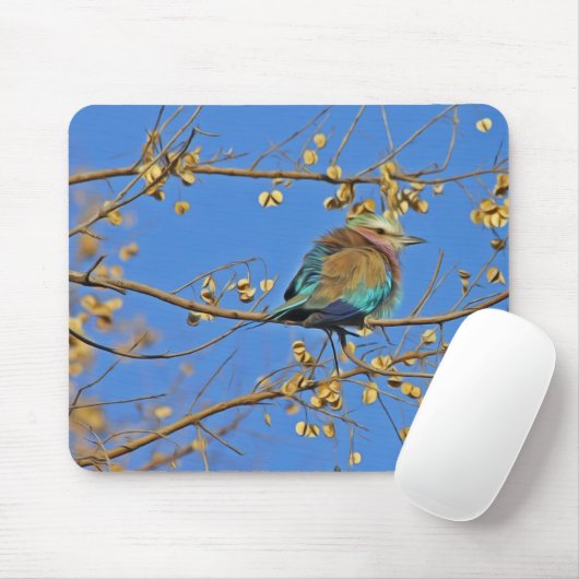 Bird in Tree and Blue Sky Photo Mousepad (Mit Mouse)