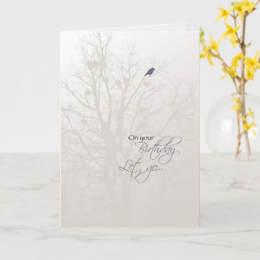 Bird in Tree Erholung Geburtstag Karte (Gelbe Blume)