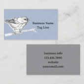 Bird Ink Drawing Blue Gray Nature Wildlife Visitenkarte (Vorne/Hinten)