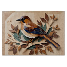 Bird intarsia art print chopping board schneidebrett