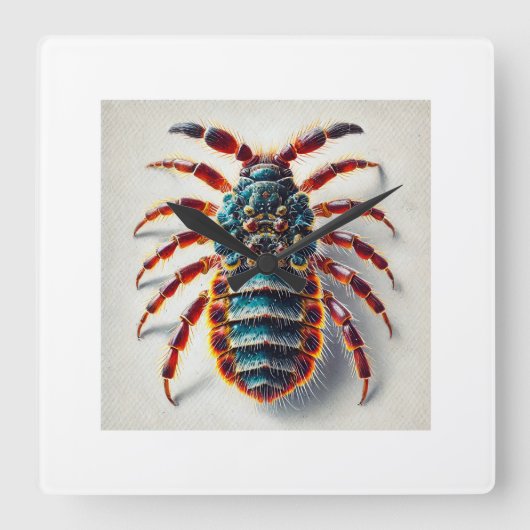 Bird Lice 070824IREF238 - Watercolor Quadratische Wanduhr (Vorderseite)