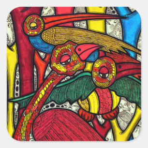 Bird Life Quadratischer Aufkleber