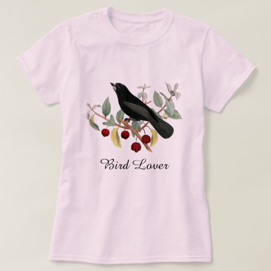 Bird Lover Blackbird Pink T-Shirt (Design vorne)