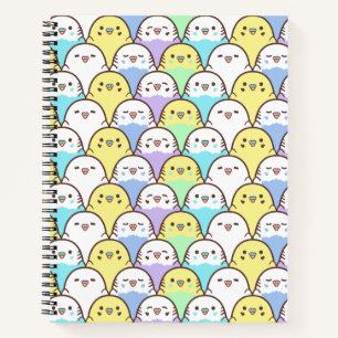 Bird Lover Blue Yellow Cartoon Budgies Pattern Notizblock