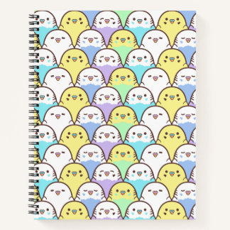 Bird Lover Blue Yellow Cartoon Budgies Pattern Notizblock