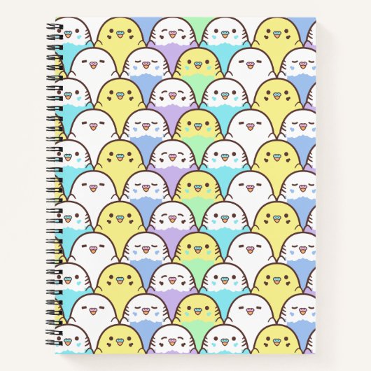 Bird Lover Blue Yellow Cartoon Budgies Pattern Notizblock (Vorderseite)