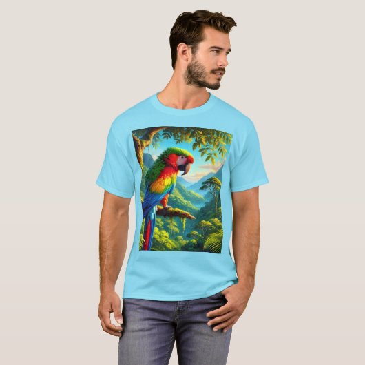 Bird Lover Macaw Parrot Blue T - Shirt (Vorne ganz)