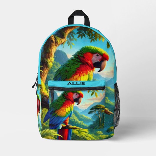 Bird Lover Macaw Parrot Tropical Print Cut Nähtasc Bedruckter Rucksack (Vorderseite)